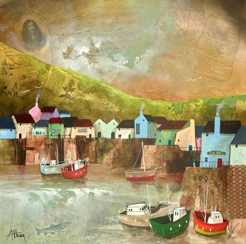 Hills and Harbours by Keith Athay - Varnished Original Painting on Box Canvas